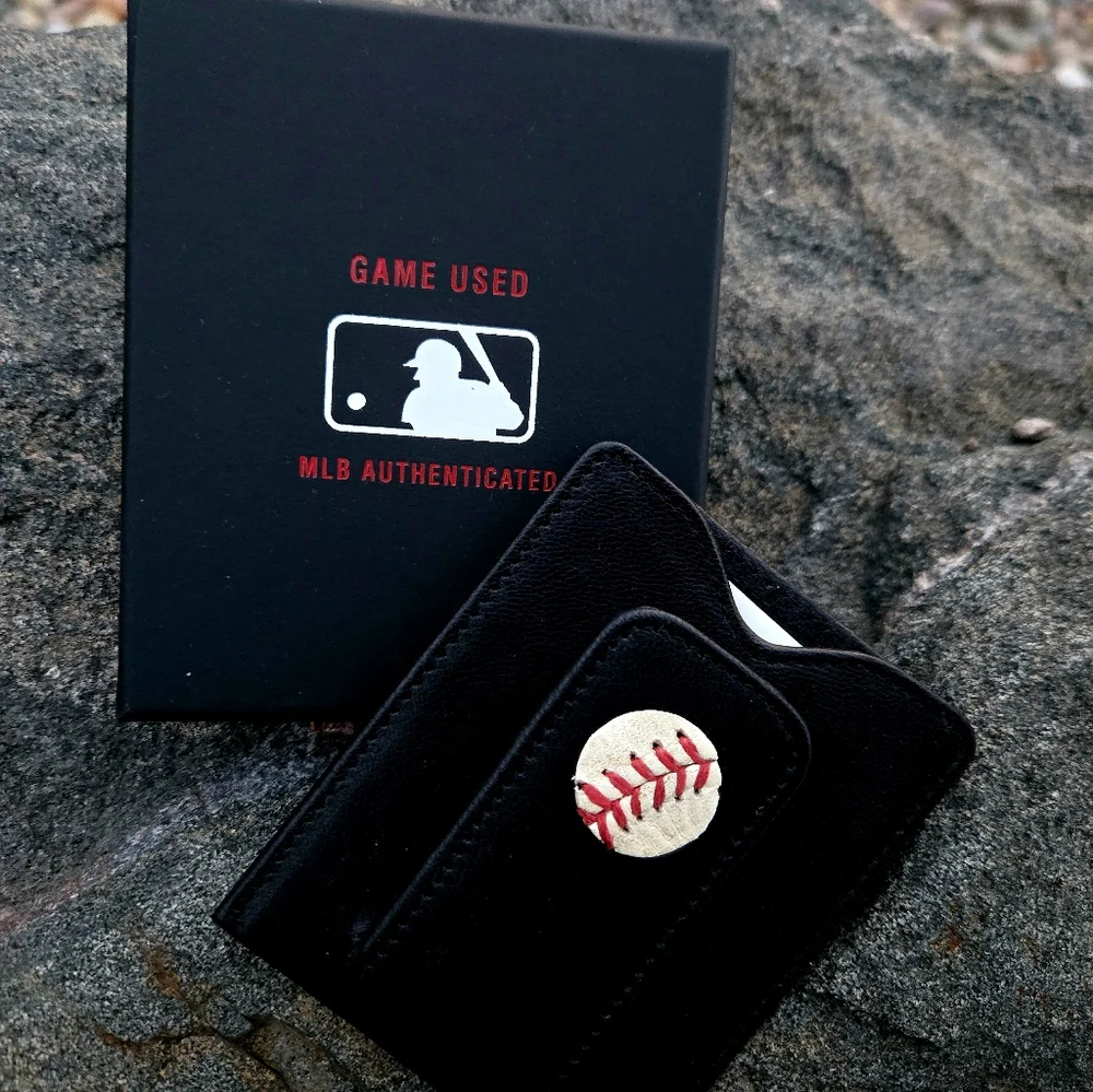 Rangers Authentic Baseball Turned Leather CC Wallet